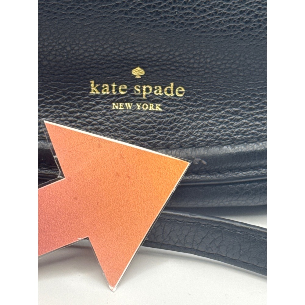 Kate Spade NY Black Leather Saddle Crossbody Bag Adjustable Strap Boho Chic - Picture 8 of 15